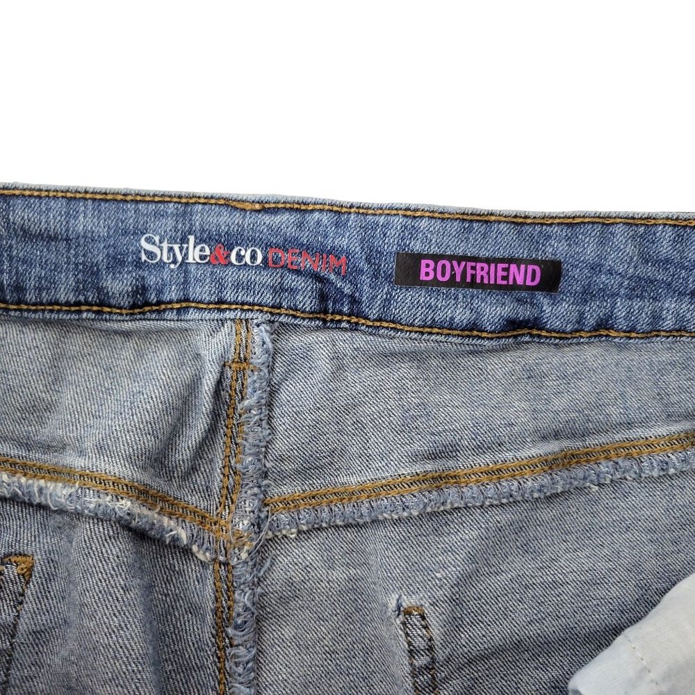 Style & Co Denim Blue Floral Embroidered Boyfriend Jeans - Picture 4 of 6